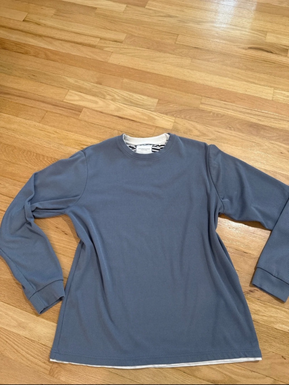 Denim & Flower Men's Crewneck Long-Sleeve Shirt in Slate Blue